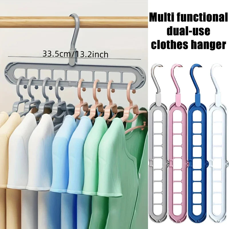 Magic Clothes Hangers, 4 Pack Wardrobe Hangers Multi Functional Closet Hangers Rotate Anti-Skid Folding