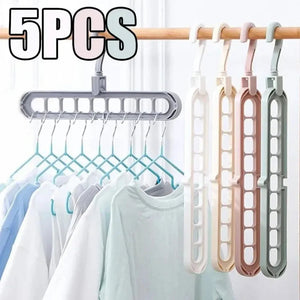 Magic Clothes Hangers, 4 Pack Wardrobe Hangers Multi Functional Closet Hangers Rotate Anti-Skid Folding