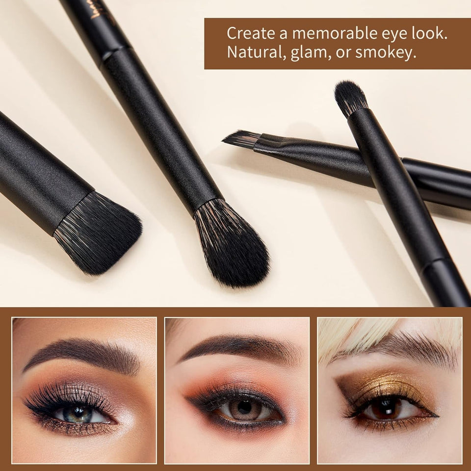Makeup Brushes Set  Make up Brushes 14Pcs Black Kabuki Foundation Eyeshadow Contour Concealer Powder Eyeliner Crease Eyebrow Blending Brush, T336