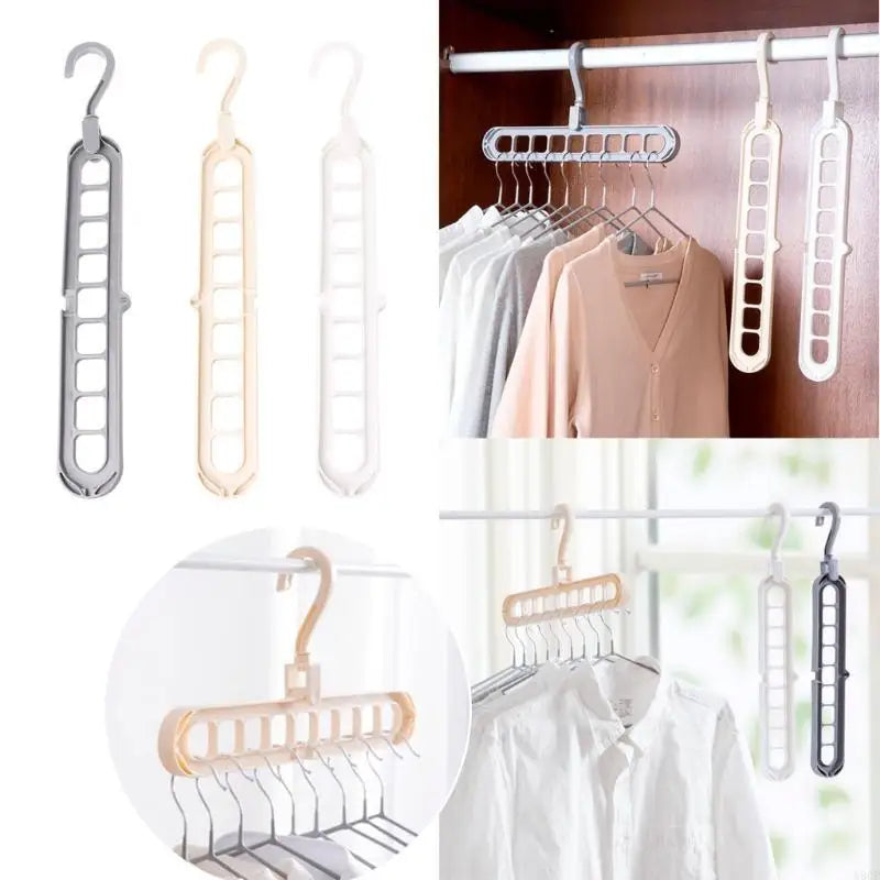 Magic Clothes Hangers, 4 Pack Wardrobe Hangers Multi Functional Closet Hangers Rotate Anti-Skid Folding