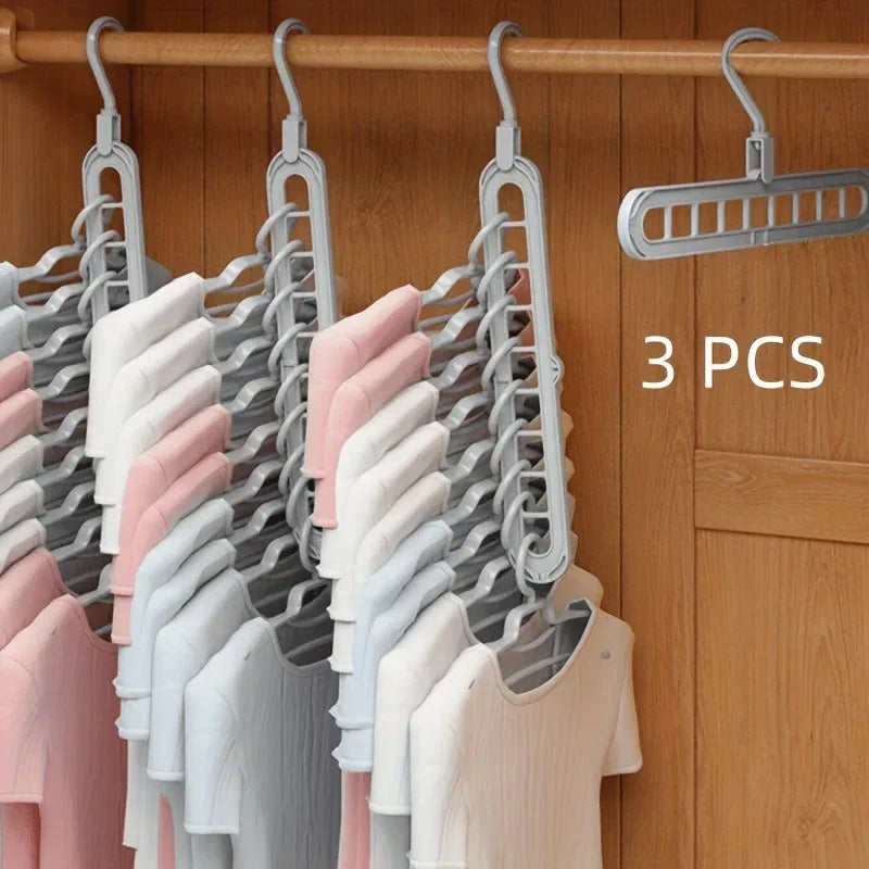 Magic Clothes Hangers, 4 Pack Wardrobe Hangers Multi Functional Closet Hangers Rotate Anti-Skid Folding