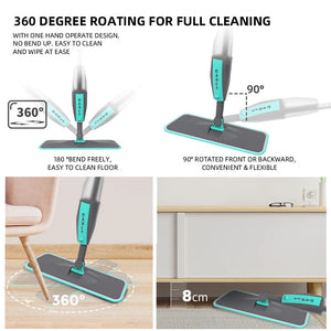 60° Rotation Flat Spray Floor Mop Broom For Cleaning