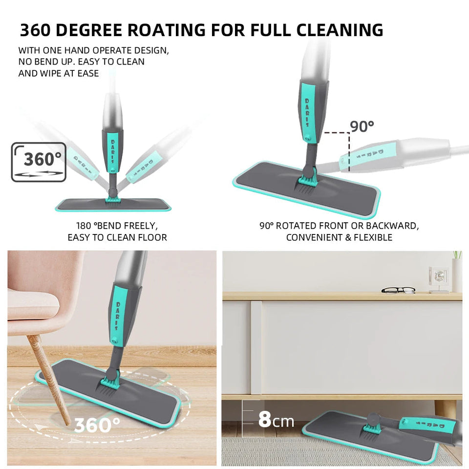 60° Rotation Flat Spray Floor Mop Broom For Cleaning