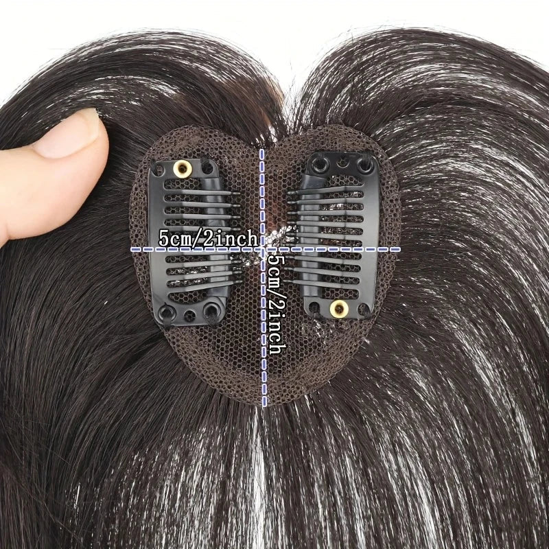 Straight Hairpiece with Bangs Invisible Hair Thickening