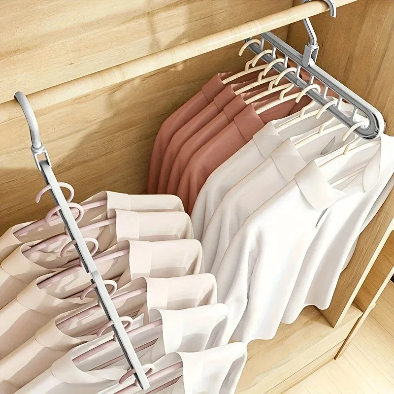 Magic Clothes Hangers, 4 Pack Wardrobe Hangers Multi Functional Closet Hangers Rotate Anti-Skid Folding