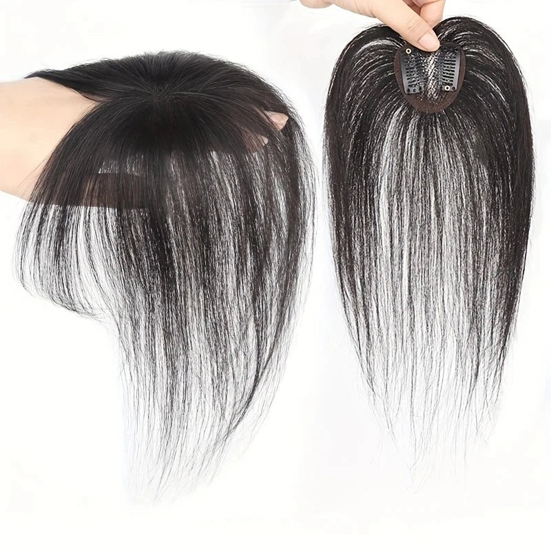 Straight Hairpiece with Bangs Invisible Hair Thickening