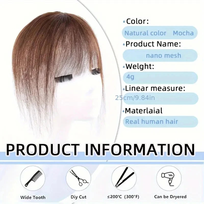 Straight Hairpiece with Bangs Invisible Hair Thickening