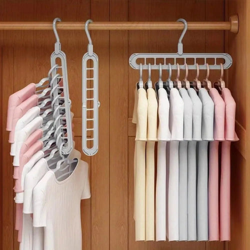 Magic Clothes Hangers, 4 Pack Wardrobe Hangers Multi Functional Closet Hangers Rotate Anti-Skid Folding