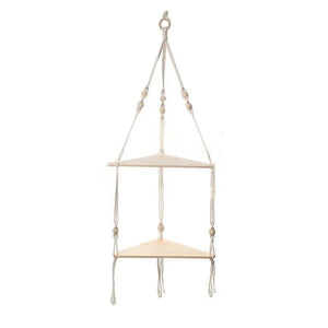 1 Set Wood Wall Shelf Macrame Swing Hanging Floating Display