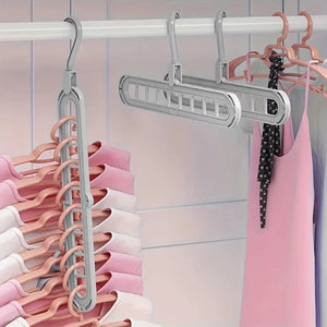 Magic Clothes Hangers, 4 Pack Wardrobe Hangers Multi Functional Closet Hangers Rotate Anti-Skid Folding