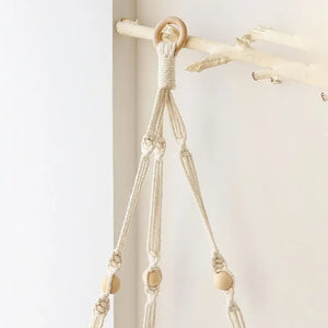 1 Set Wood Wall Shelf Macrame Swing Hanging Floating Display