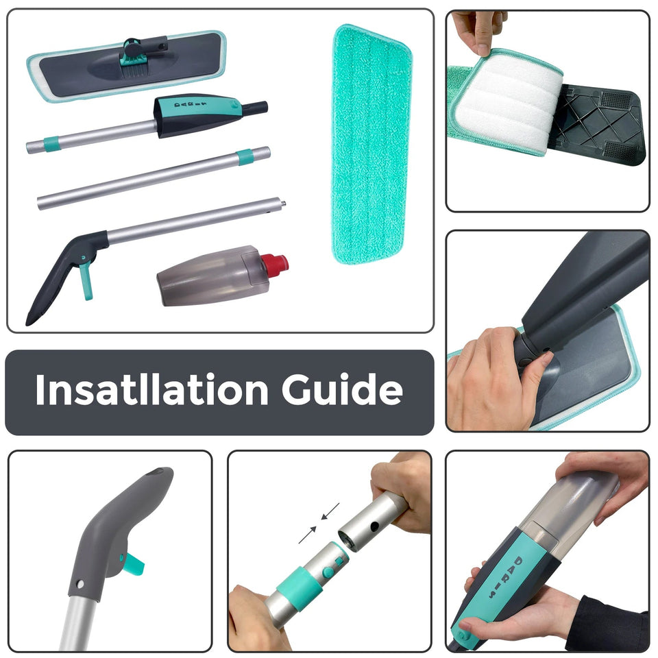 60° Rotation Flat Spray Floor Mop Broom For Cleaning