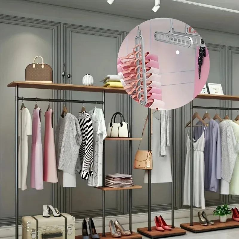 Magic Clothes Hangers, 4 Pack Wardrobe Hangers Multi Functional Closet Hangers Rotate Anti-Skid Folding