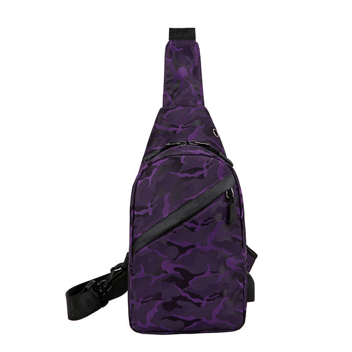 Camouflage Crossbody Chest Bag with Headphone Hole