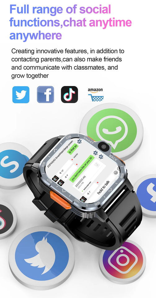 Android Smart Watch with Dual Camera & 4G SIM Support